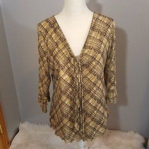 Jh Collectibles pullover v neck sheer layered 3/4 bell sleeves XL